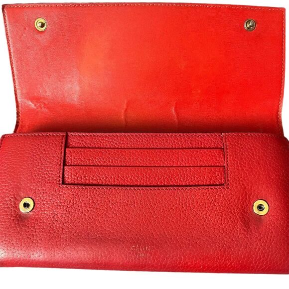 Celine Women's Red Leather Wallet Credit Card Holder - Picture 4 of 9
